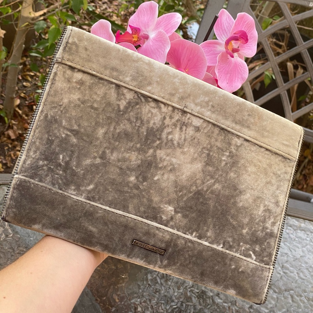 Rebecca Minkoff Green Grey Velvet Envelope Clutch - Picture 5 of 12